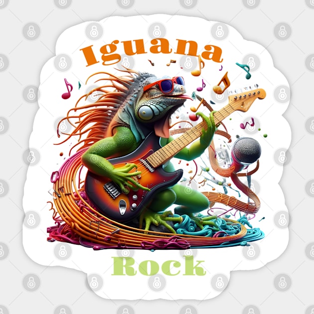 Iguana Rock Sticker by coollooks